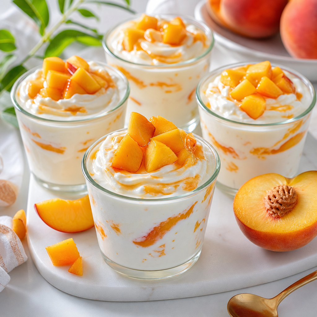 Vasitos familiares de yogur y melocotón preparada como receta RAIAN